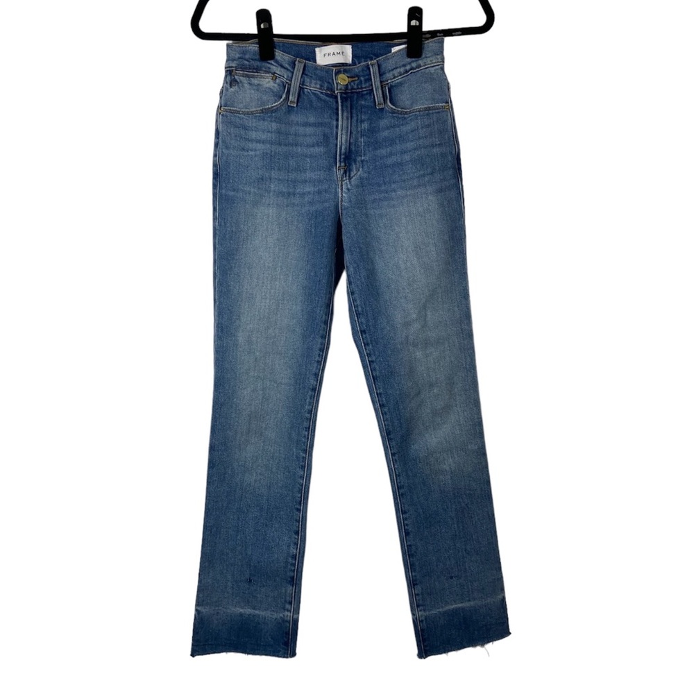 FRAME Jeans Le High Straight High Rise Raw Hem